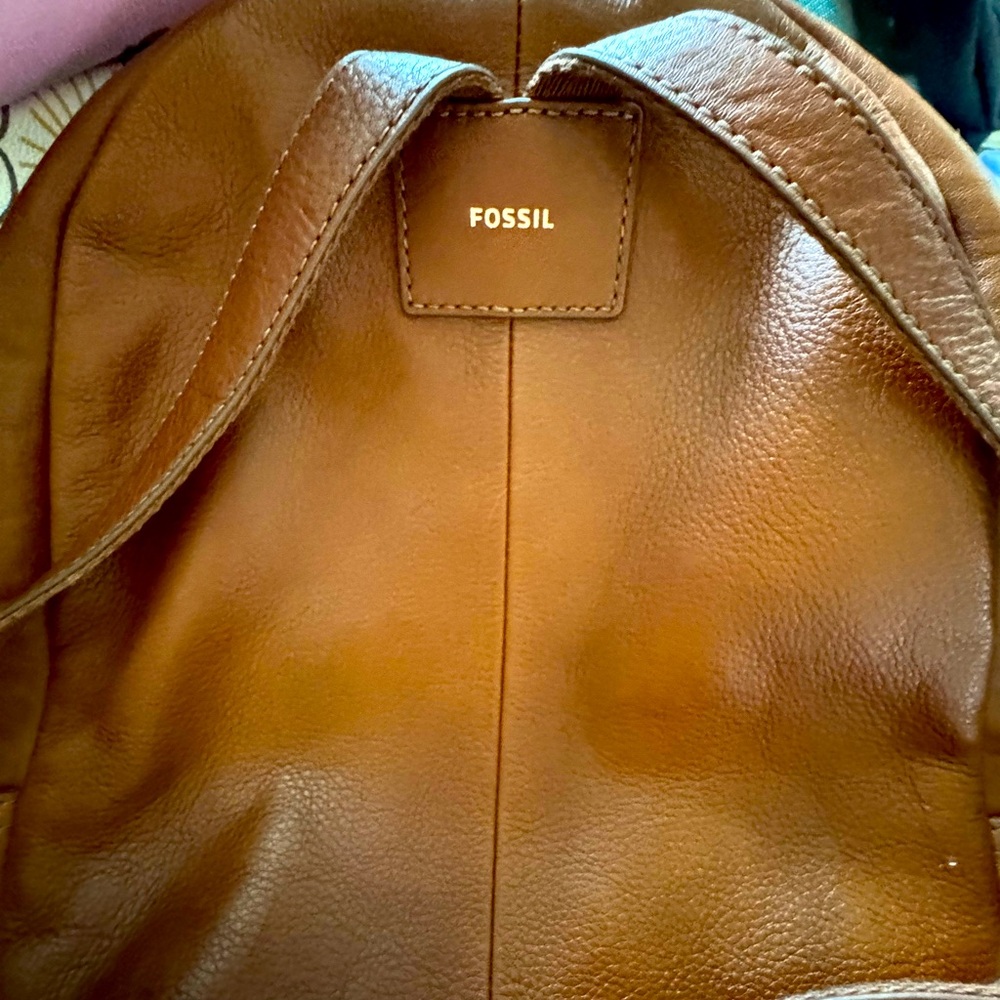 Fossil large backpack leather. Dark brown.